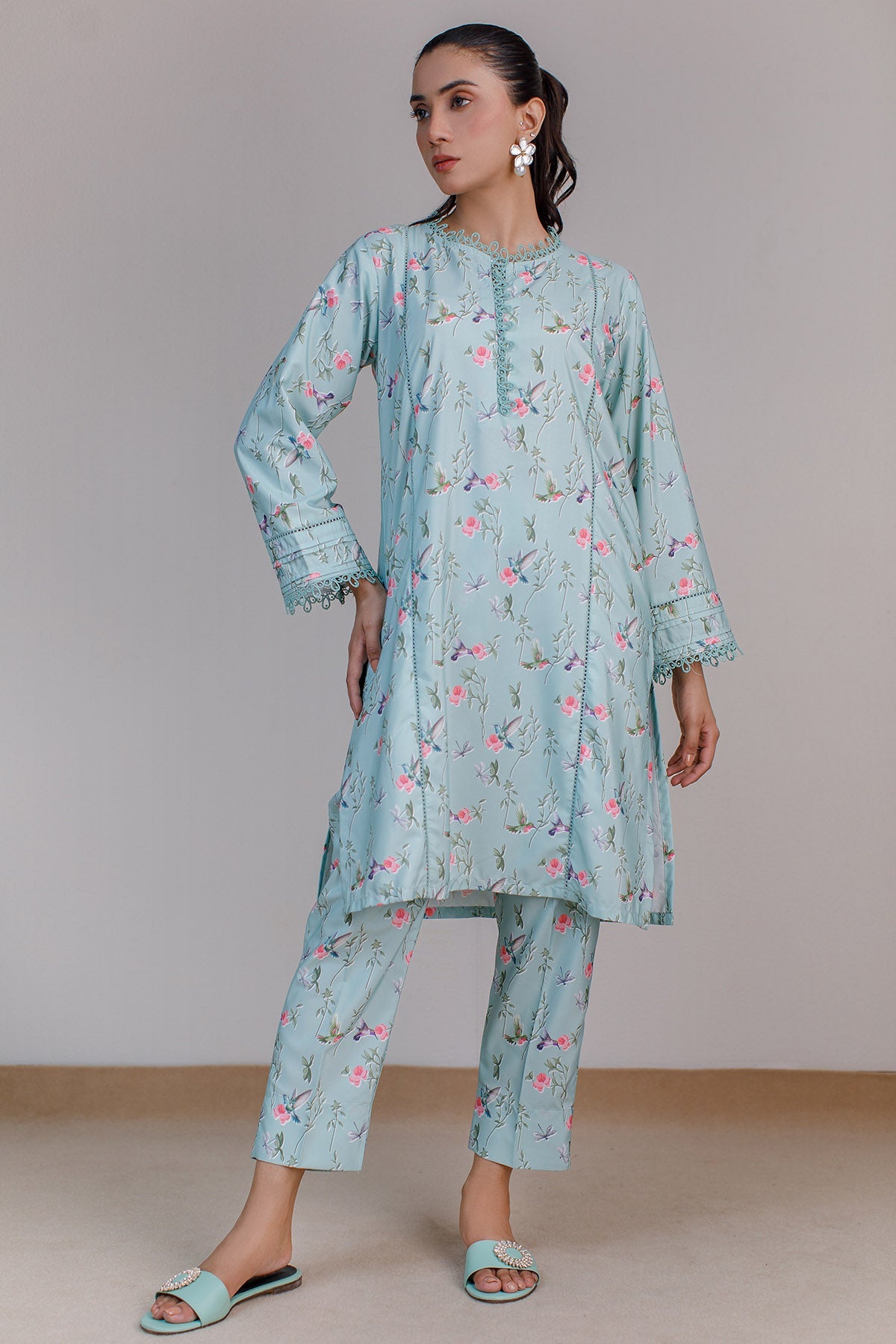 2 Pcs Printed Suit - 29 - Peach Republic