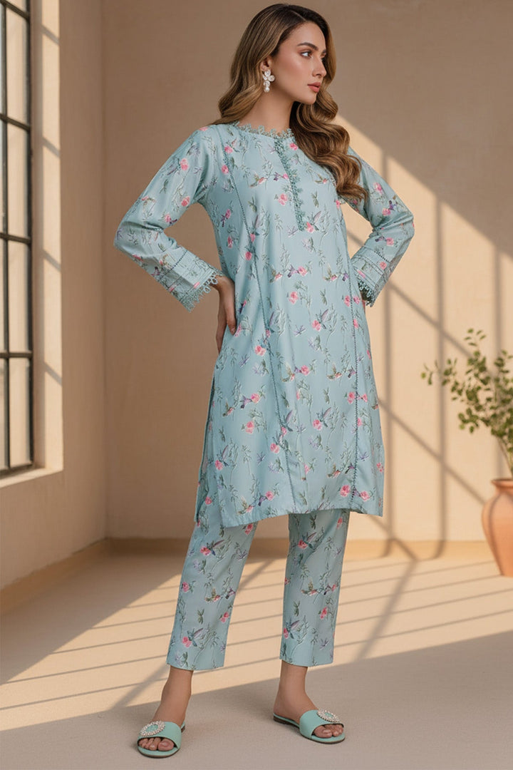 2 Pcs Printed Suit - 29 - Peach Republic