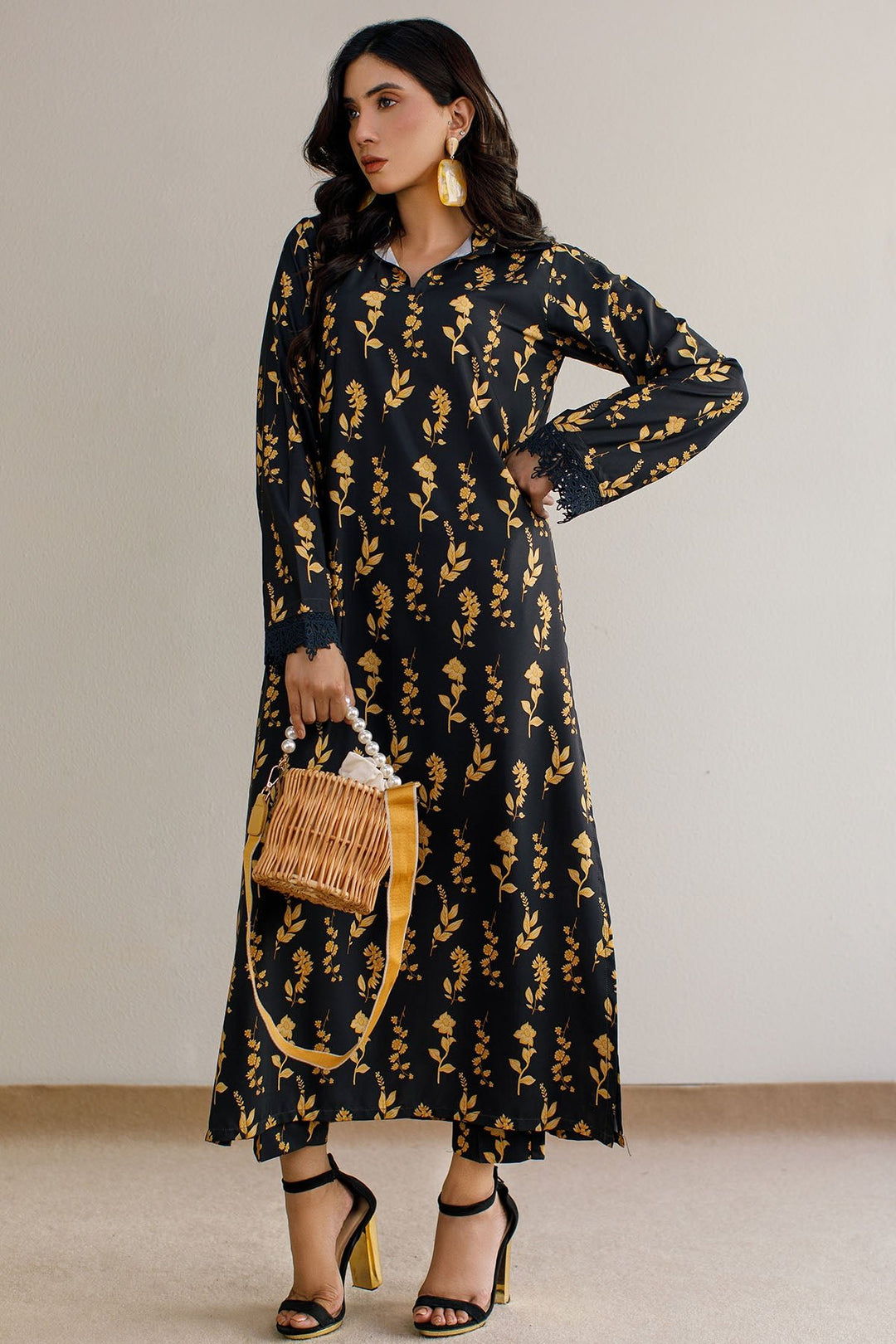 2 Pcs Printed Suit - 32 - Peach Republic