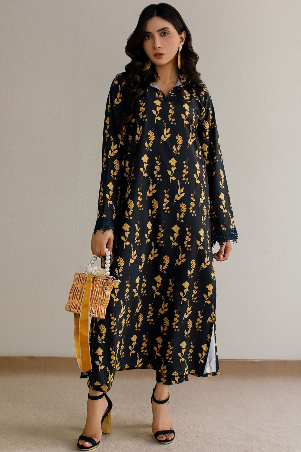 2 Pcs Printed Suit - 32 - Peach Republic