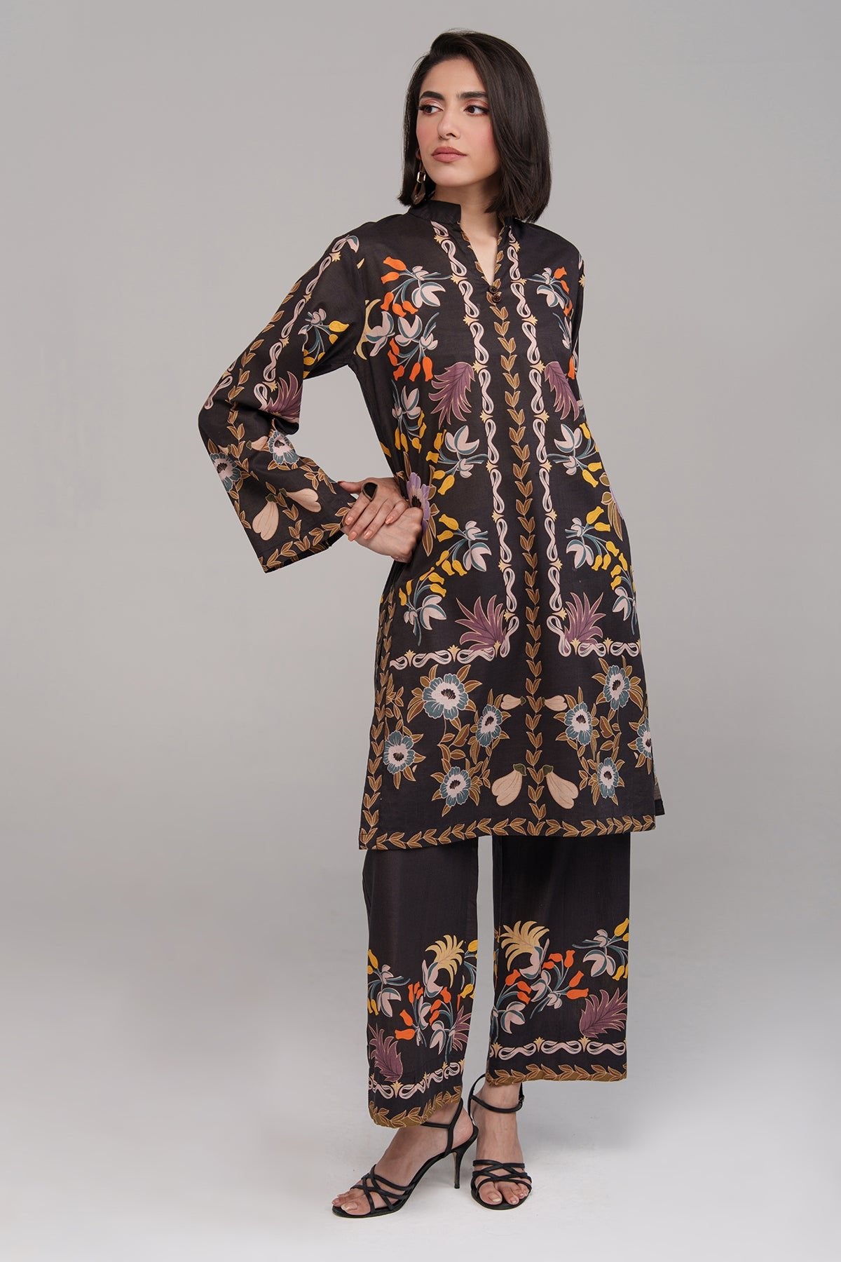 2 Pcs Printed Suit - 55 - Peach Republic