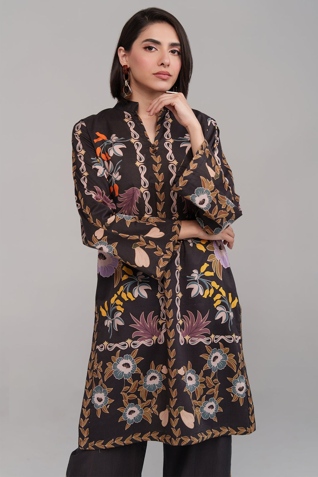 2 Pcs Printed Suit - 55 - Peach Republic