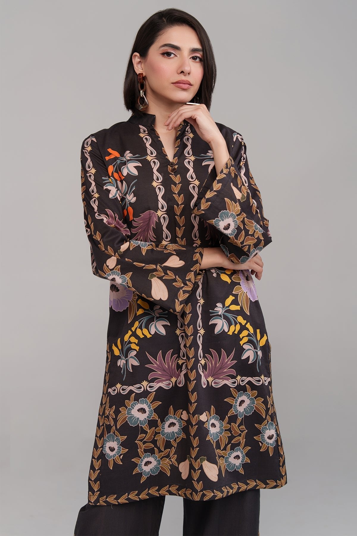 2 Pcs Printed Suit - 55 - Peach Republic