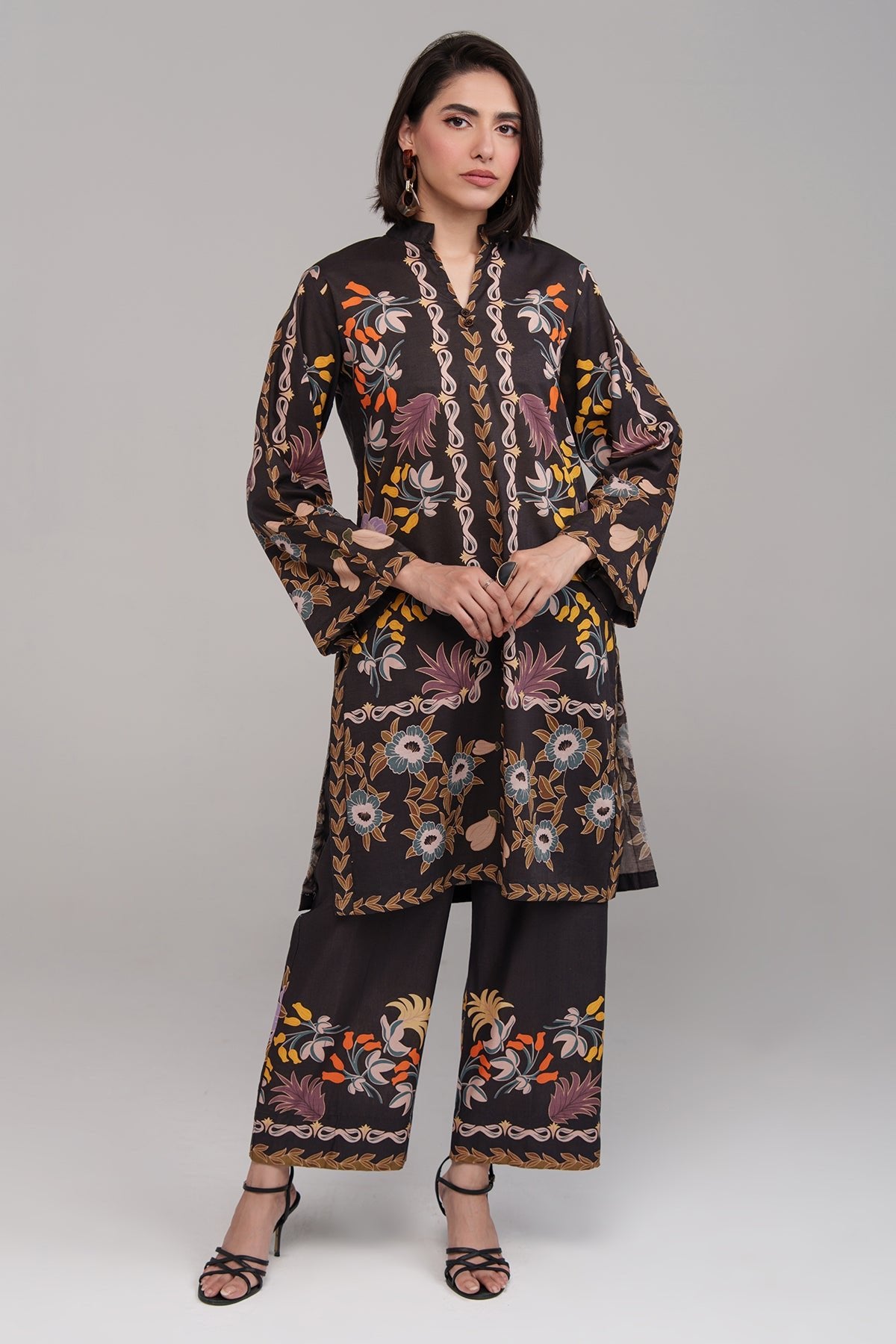 2 Pcs Printed Suit - 55 - Peach Republic