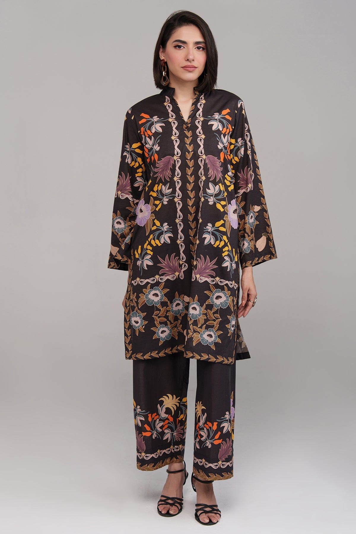 2 Pcs Printed Suit - 55 - Peach Republic