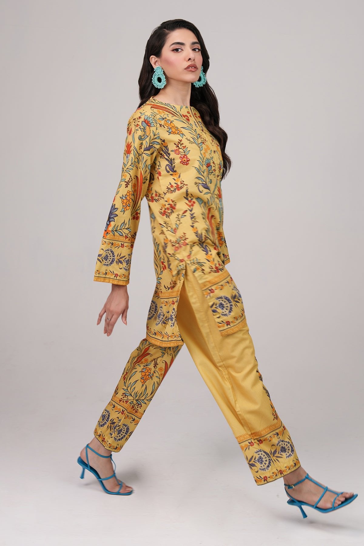 2 Pcs Printed Suit - 70 - Peach Republic