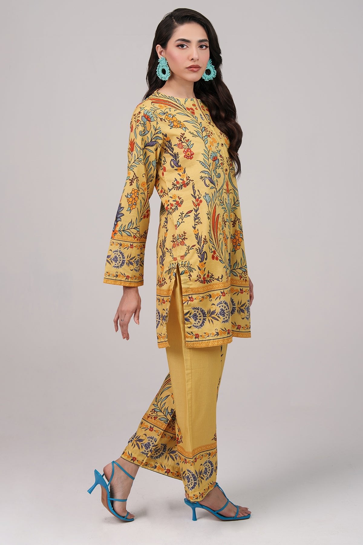 2 Pcs Printed Suit - 70 - Peach Republic