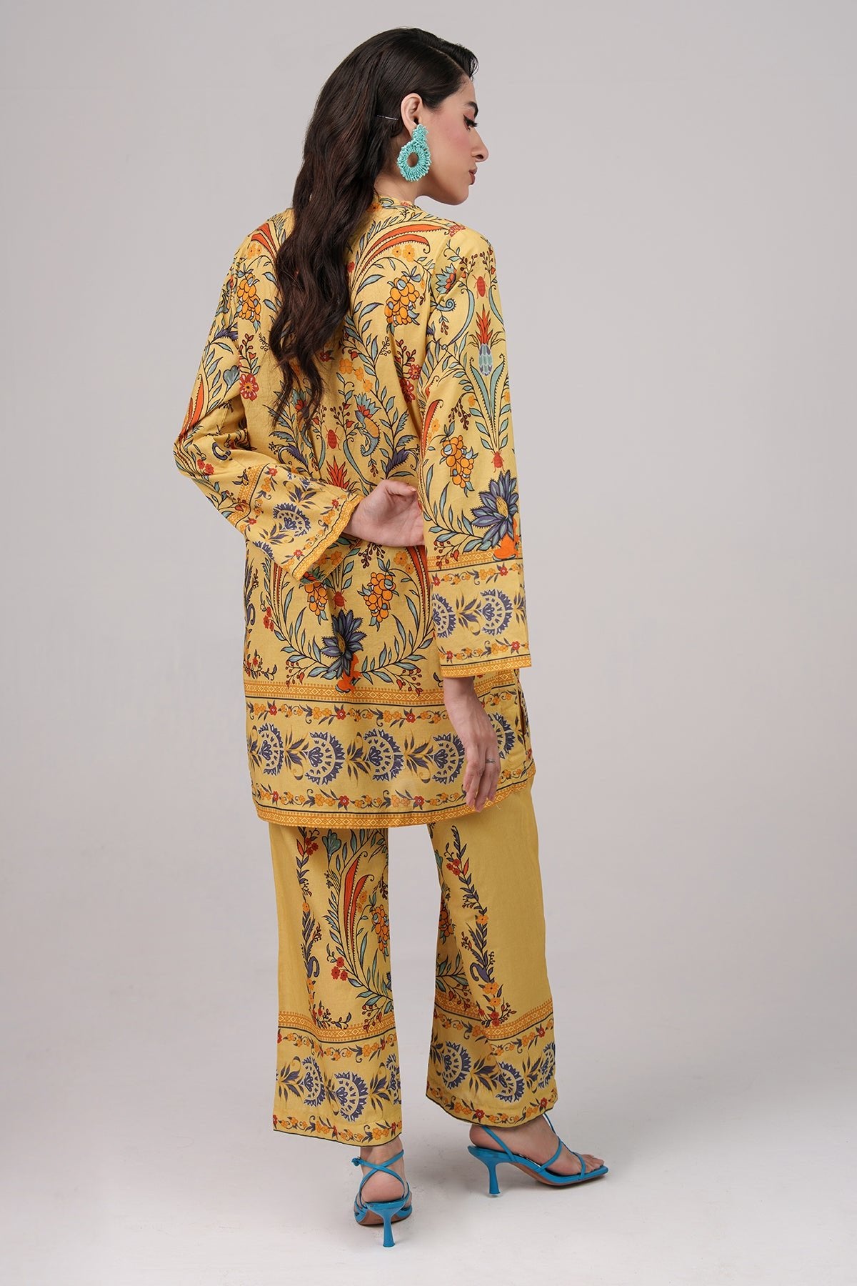 2 Pcs Printed Suit - 70 - Peach Republic