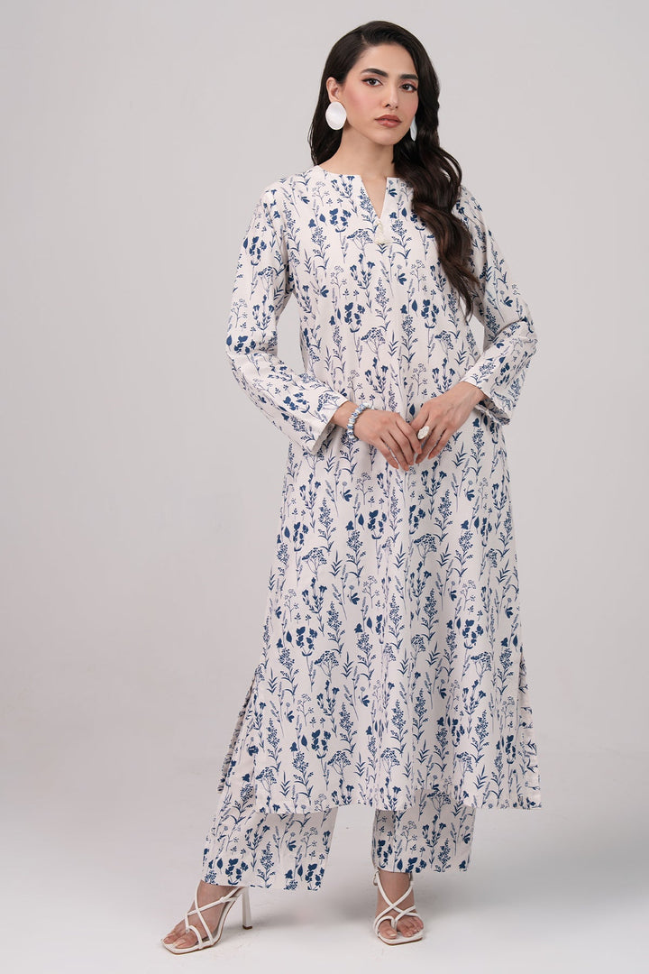 2 Pcs Printed Suit - 72 - Peach Republic
