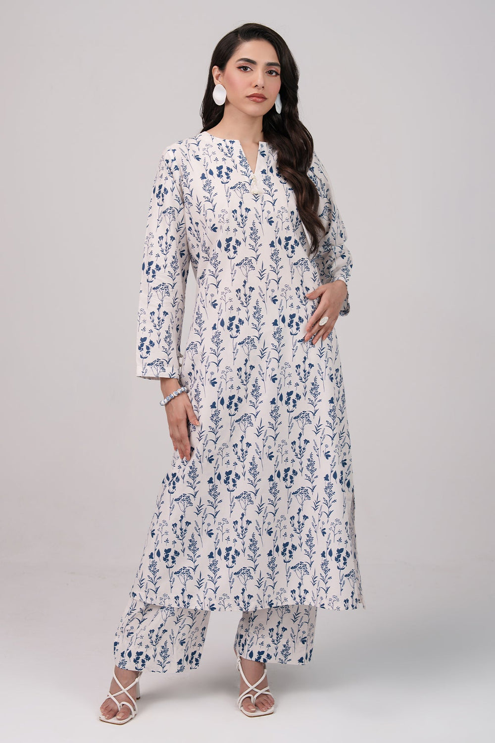 2 Pcs Printed Suit - 72 - Peach Republic