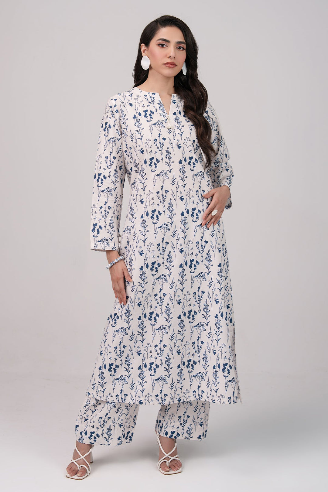 2 Pcs Printed Suit - 72 - Peach Republic