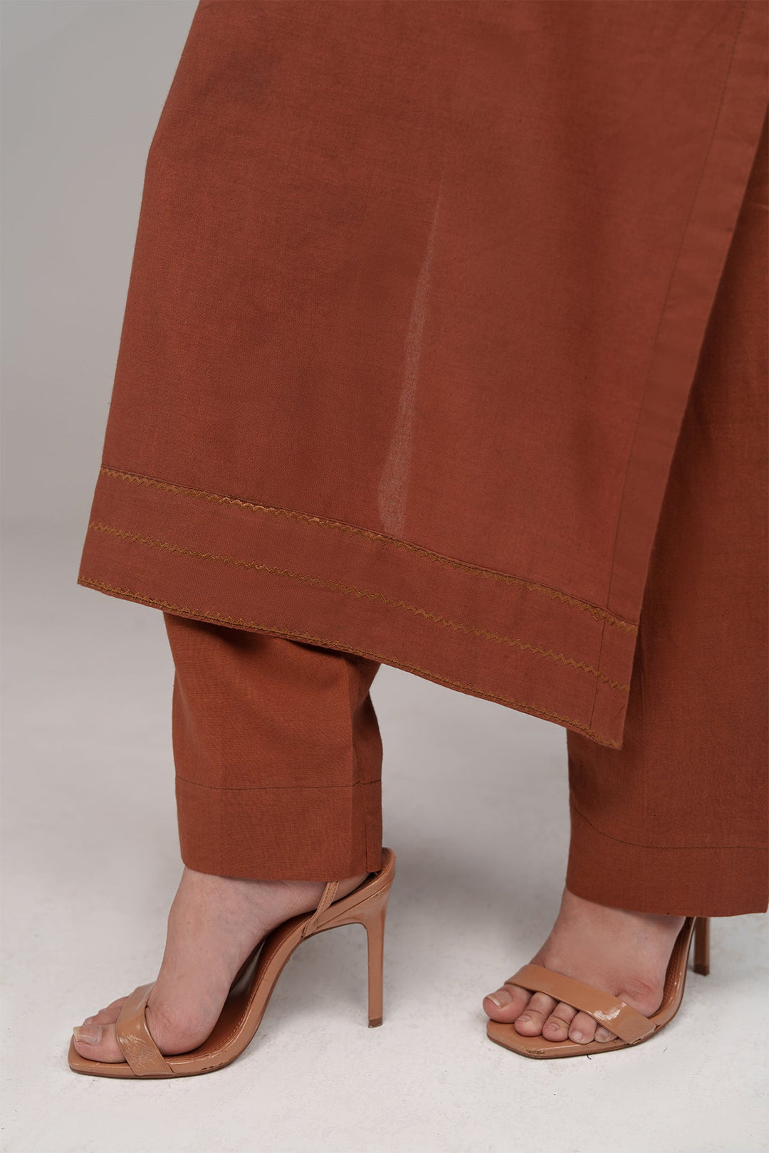 2 Pcs Rust Embroidered Suit - Peach Republic