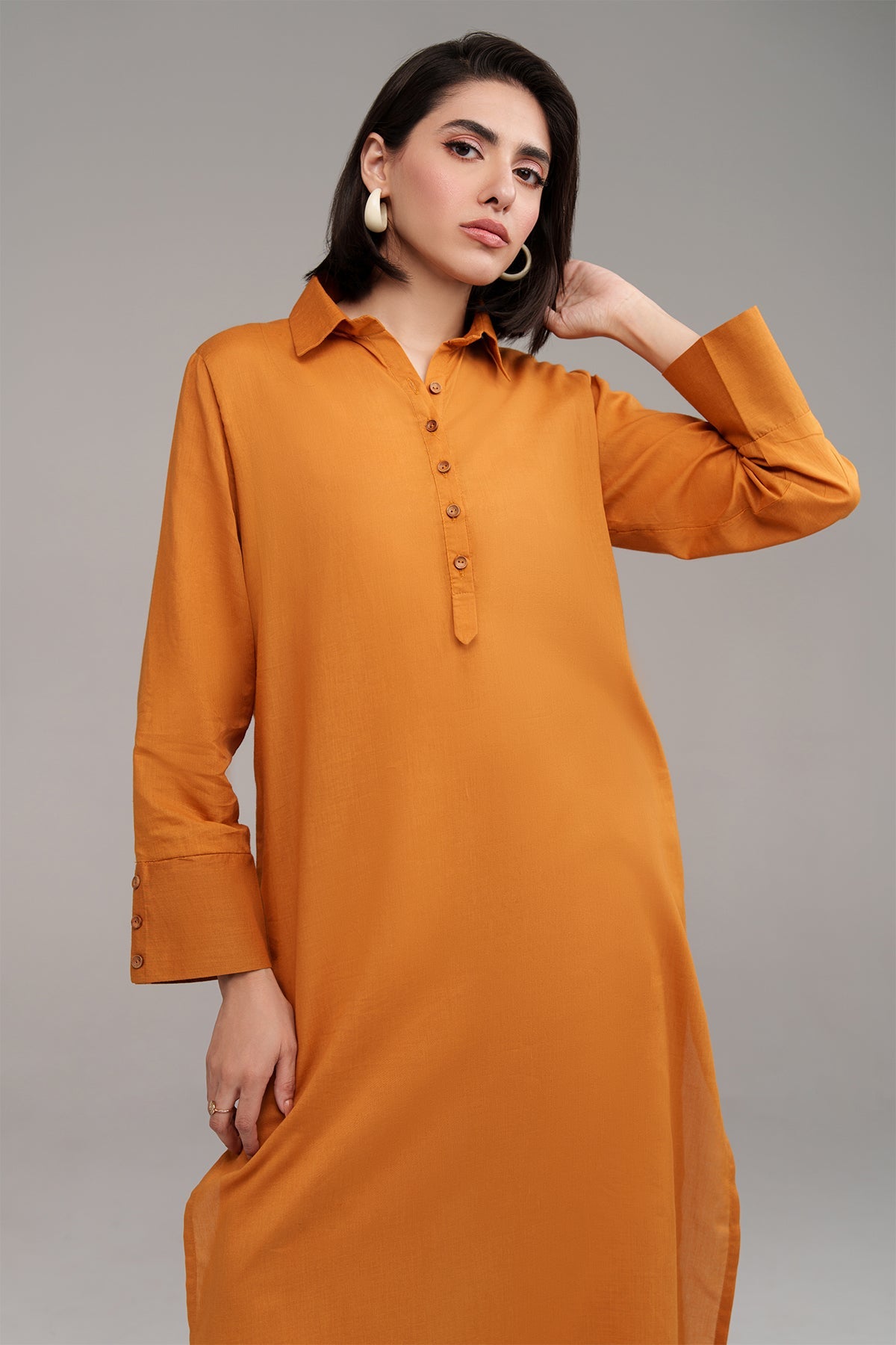 2 Piece Mustard Cambric Suit - Peach Republic
