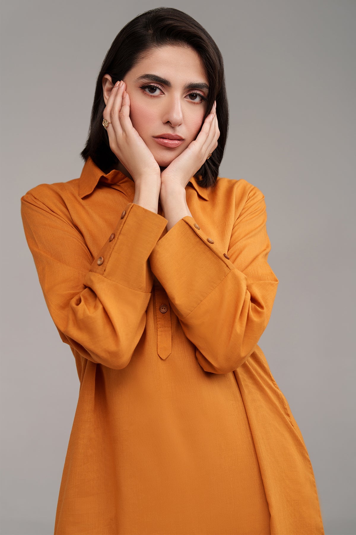 2 Piece Mustard Cambric Suit - Peach Republic