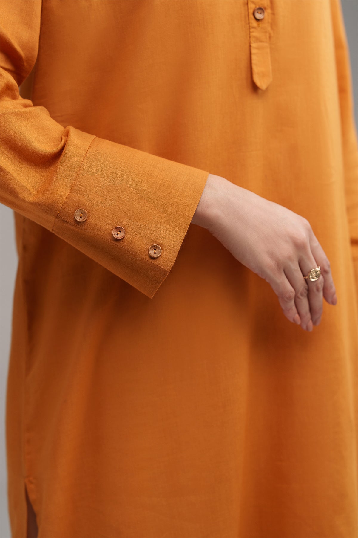 2 Piece Mustard Cambric Suit - Peach Republic