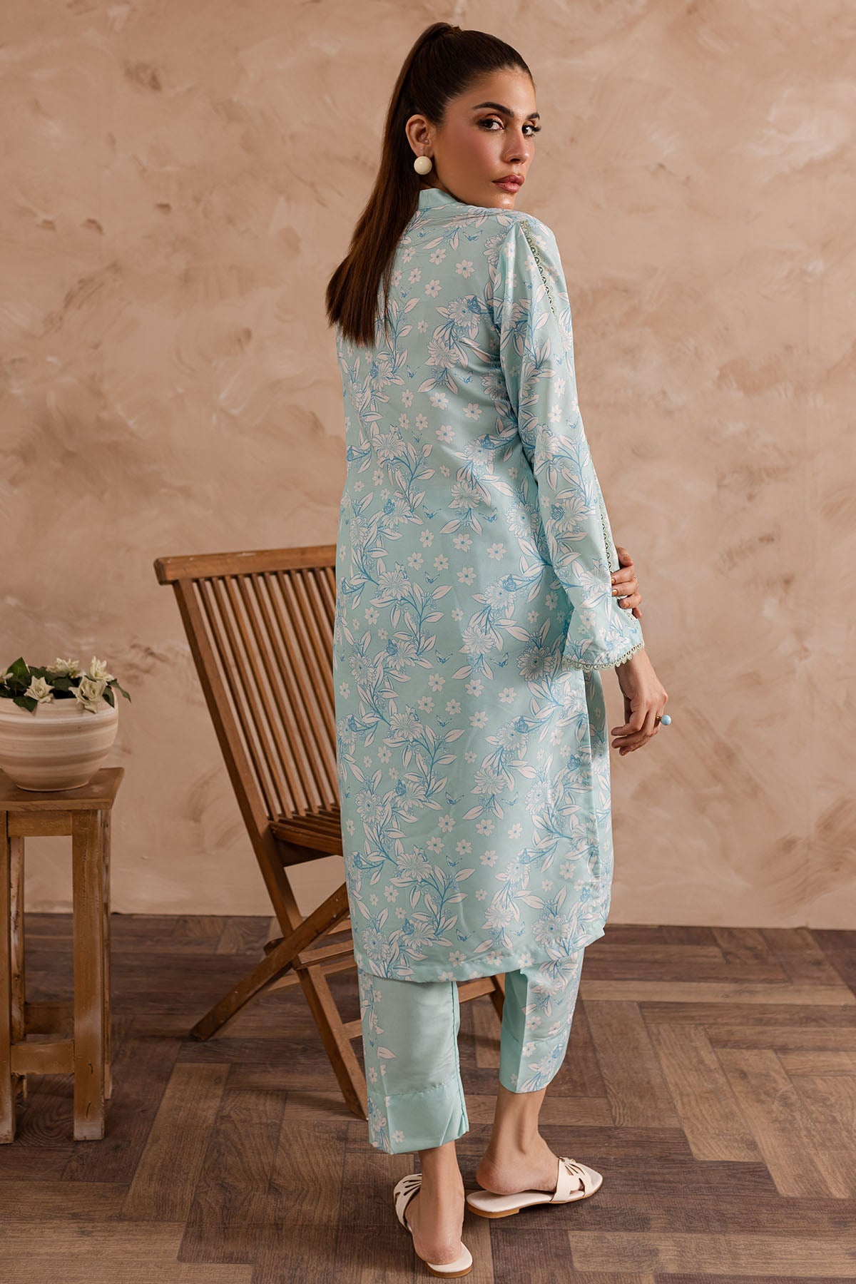 2 Piece - Printed Crepe Suit - 10 - Peach Republic