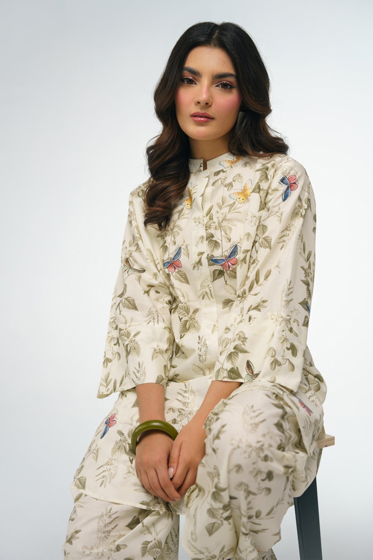 2 Piece Printed Lawn Suit - 32 - Peach Republic