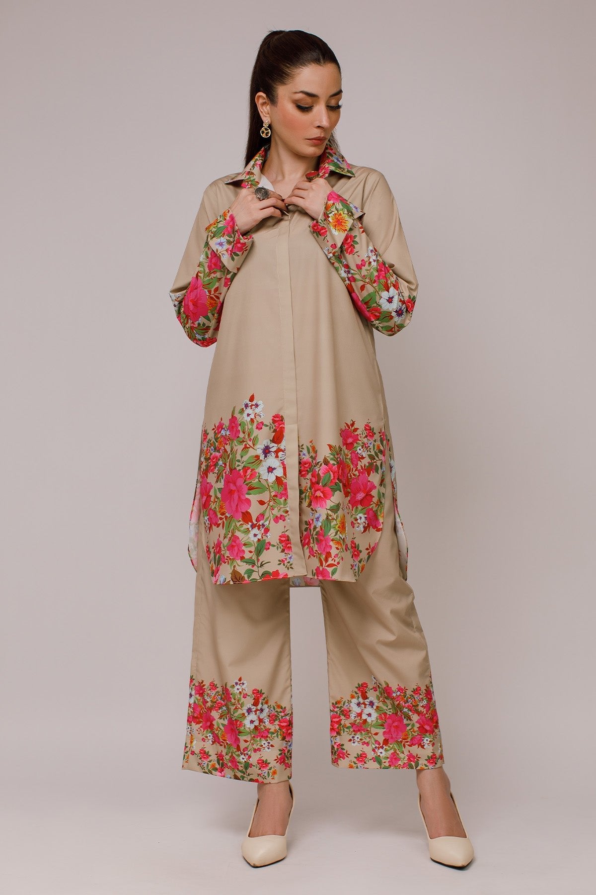 2 Piece - Printed Suit - 14 - Peach Republic