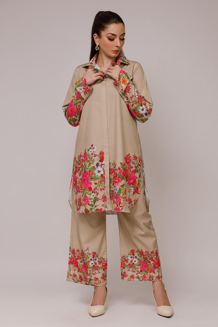 2 Piece - Printed Suit - 14 - Peach Republic