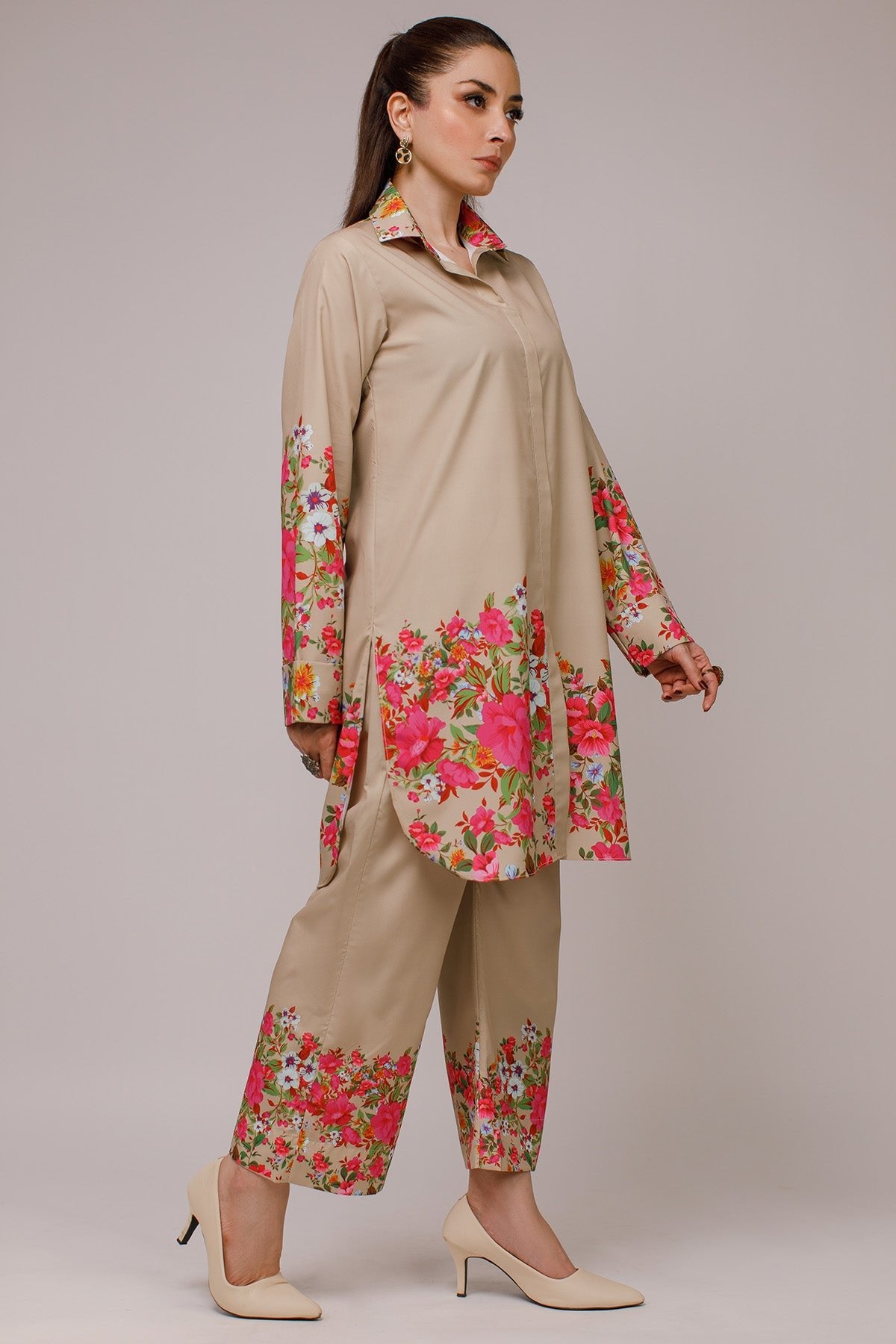 2 Piece - Printed Suit - 14 - Peach Republic