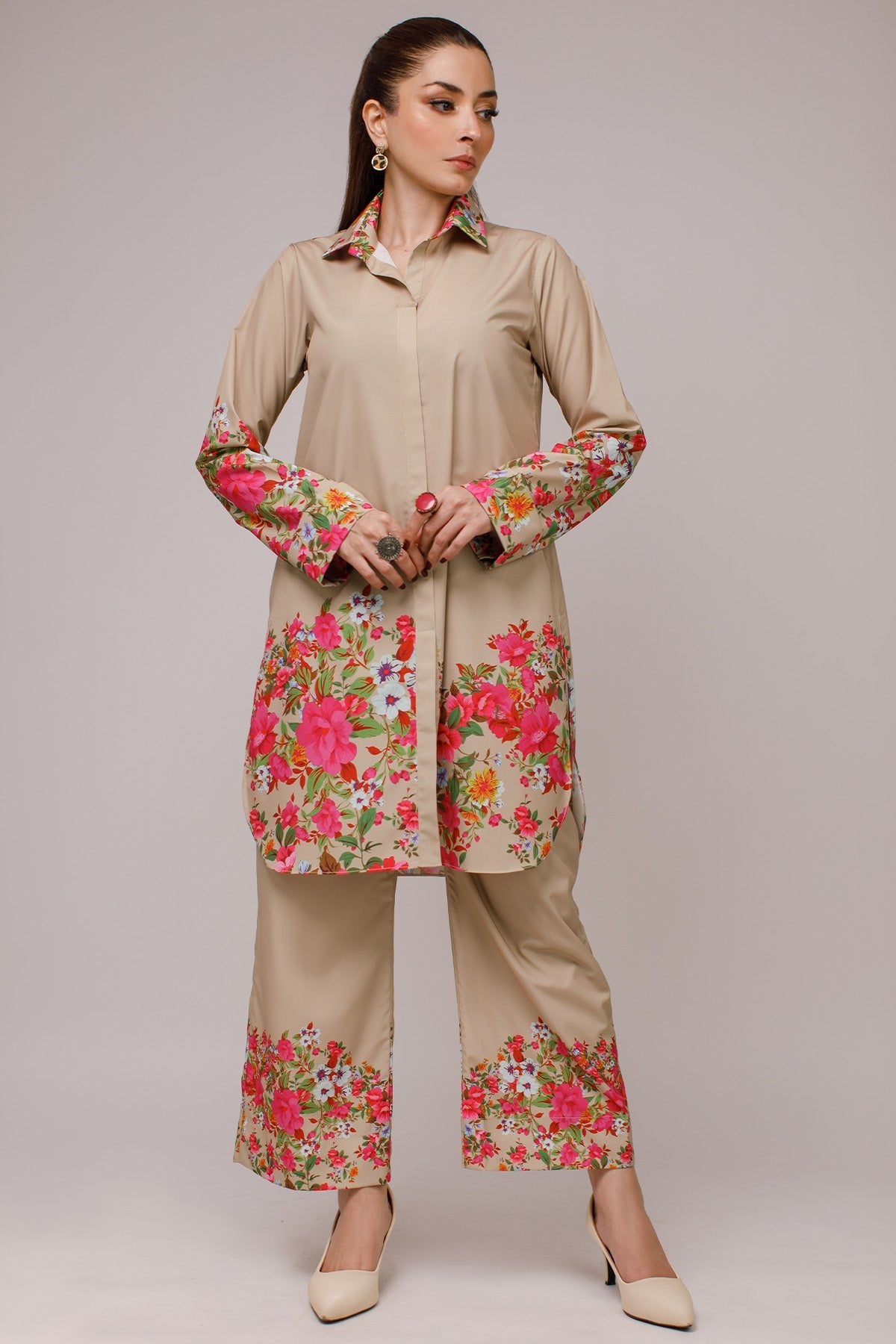 2 Piece - Printed Suit - 14 - Peach Republic