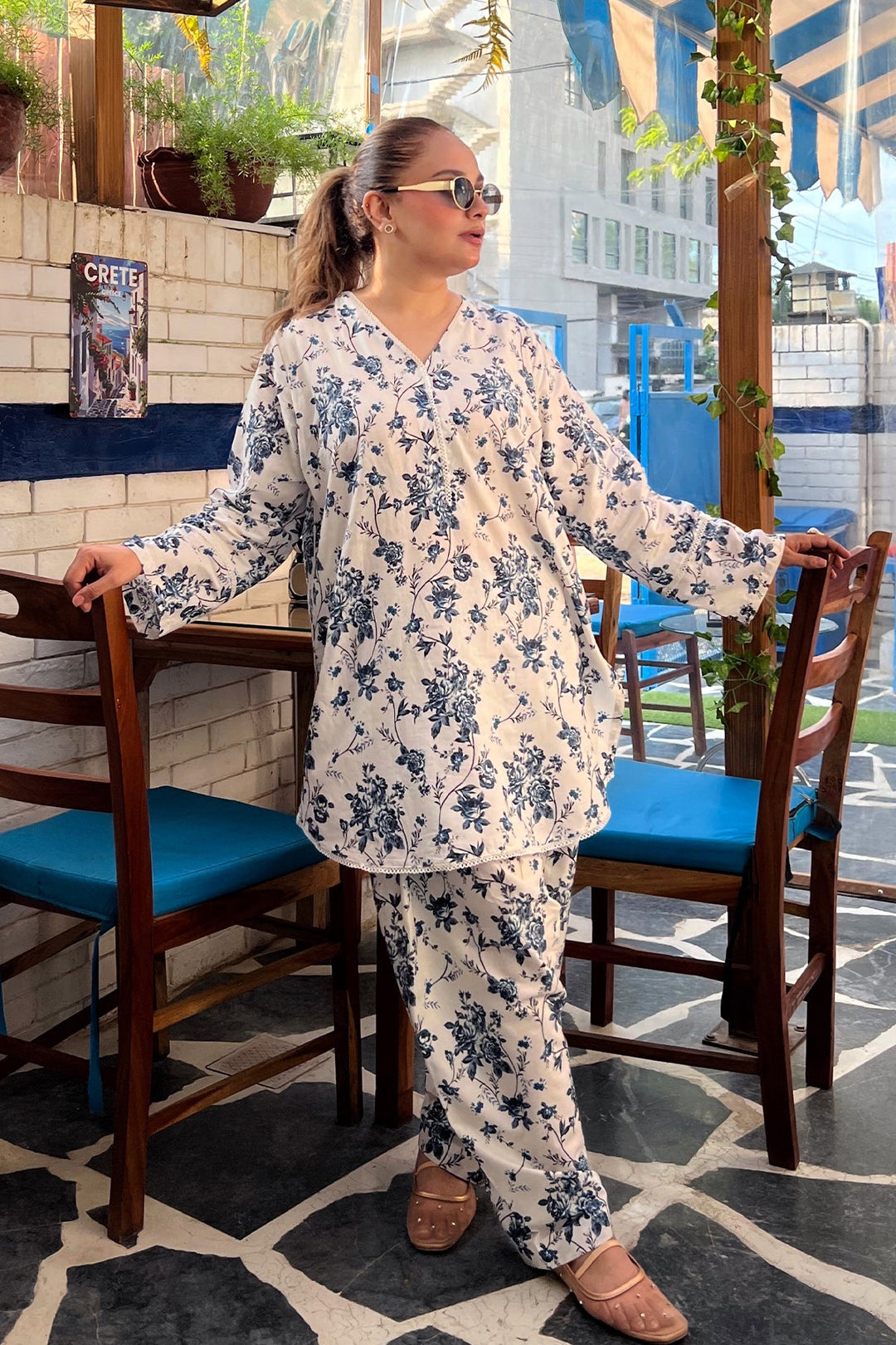 2 Piece Printed Suit - 33 - Peach Republic