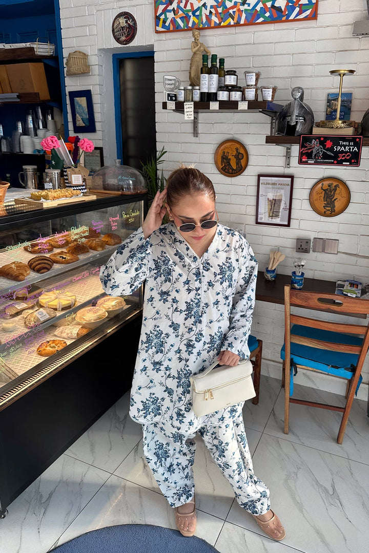 2 Piece Printed Suit - 33 - Peach Republic