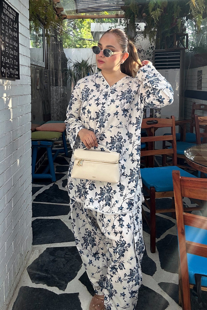 2 Piece Printed Suit - 33 - Peach Republic