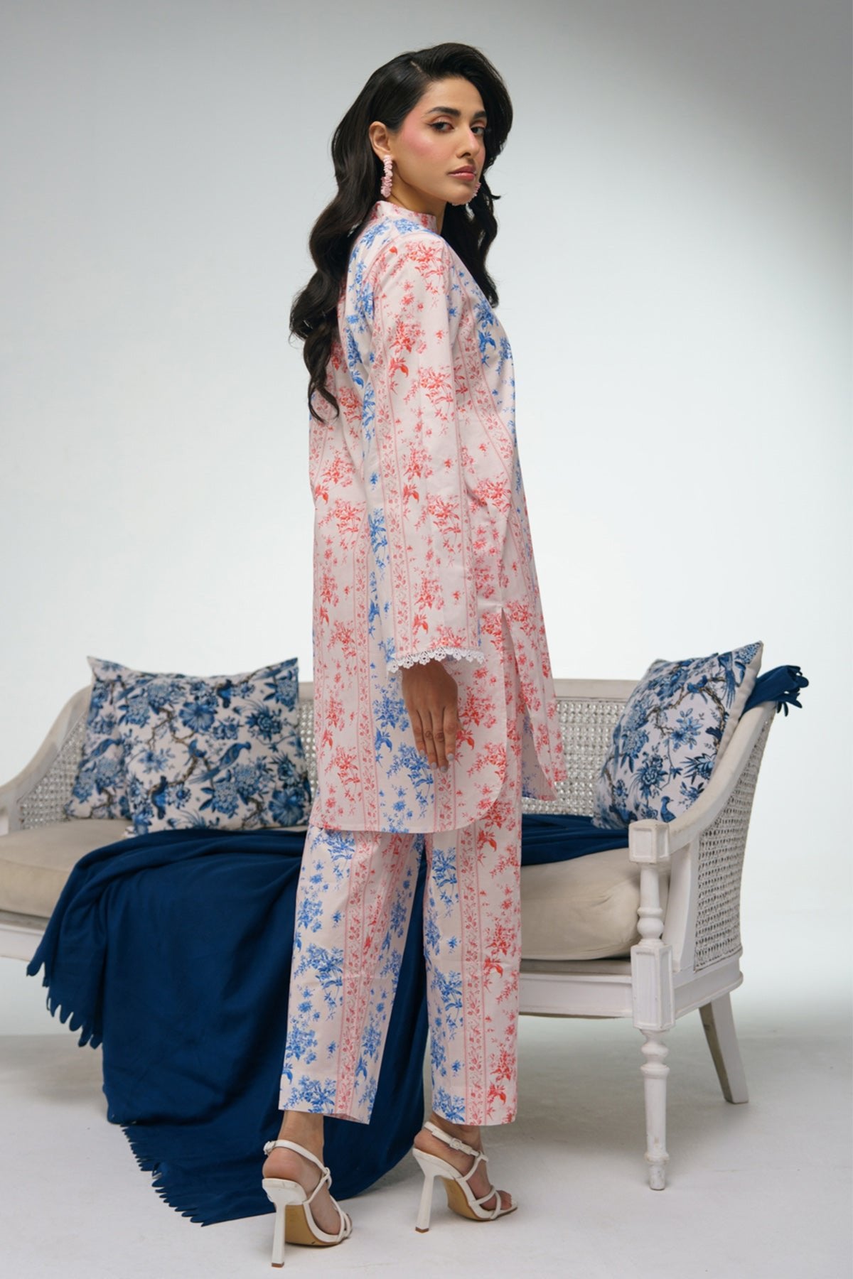 2 Piece Printed Suit - 34 - Peach Republic