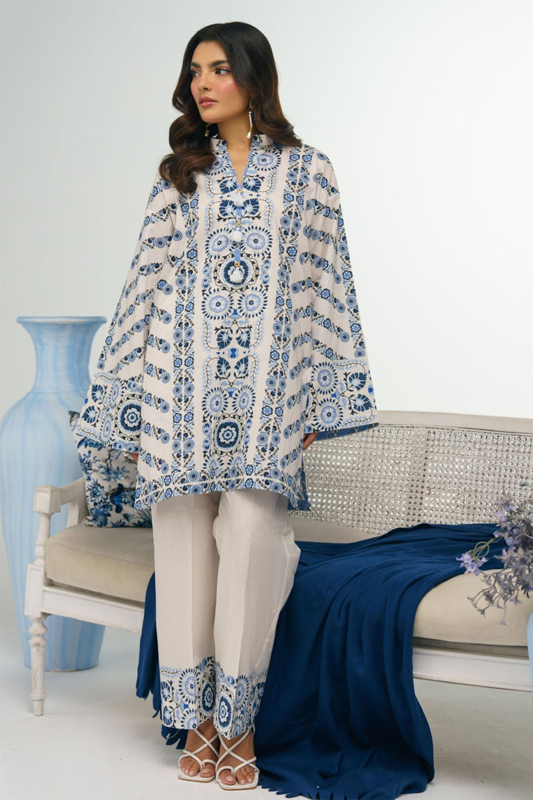 2 Piece Printed Suit - 36 - Peach Republic