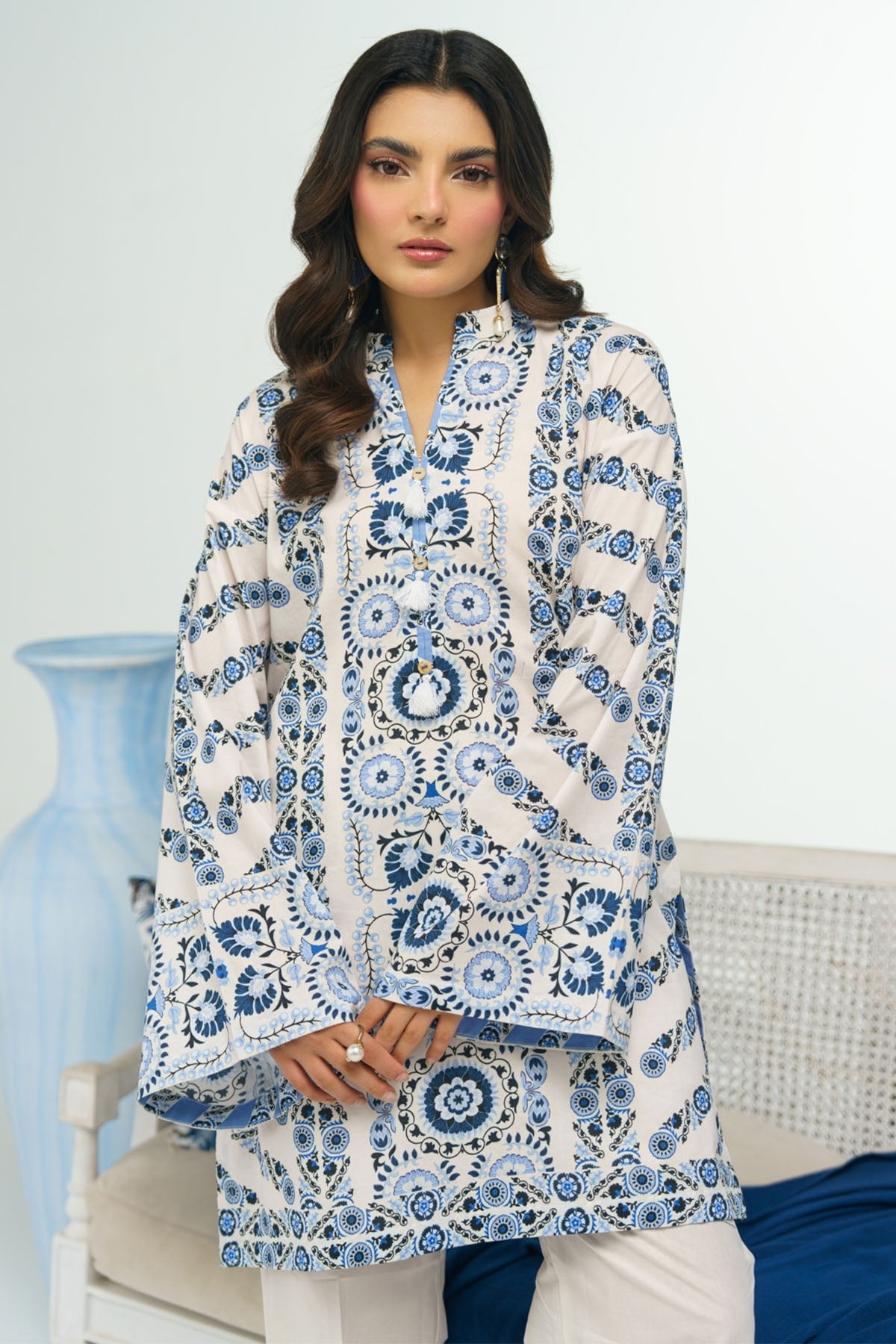 2 Piece Printed Suit - 36 - Peach Republic