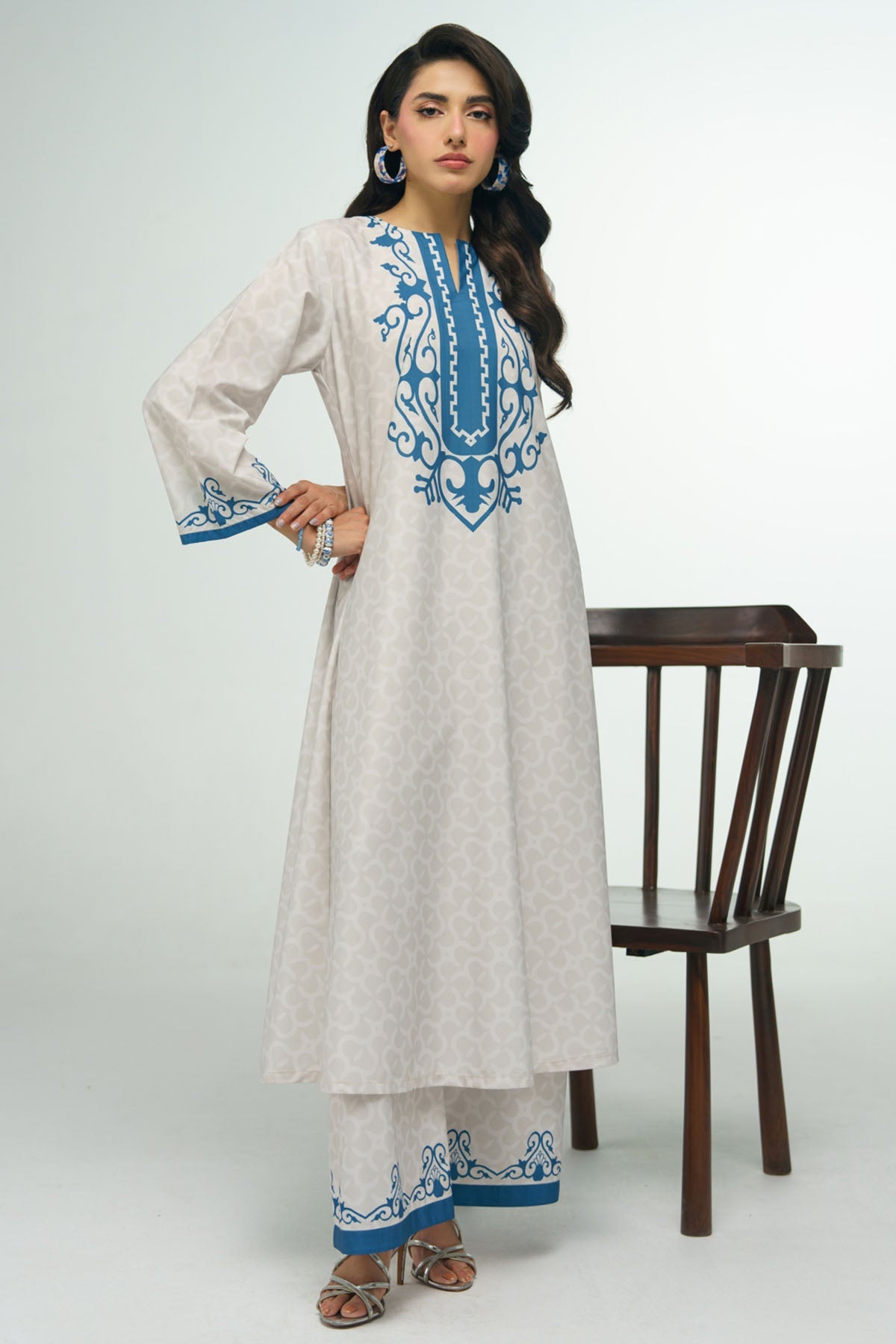 2 Piece Printed Suit - 37 - Peach Republic