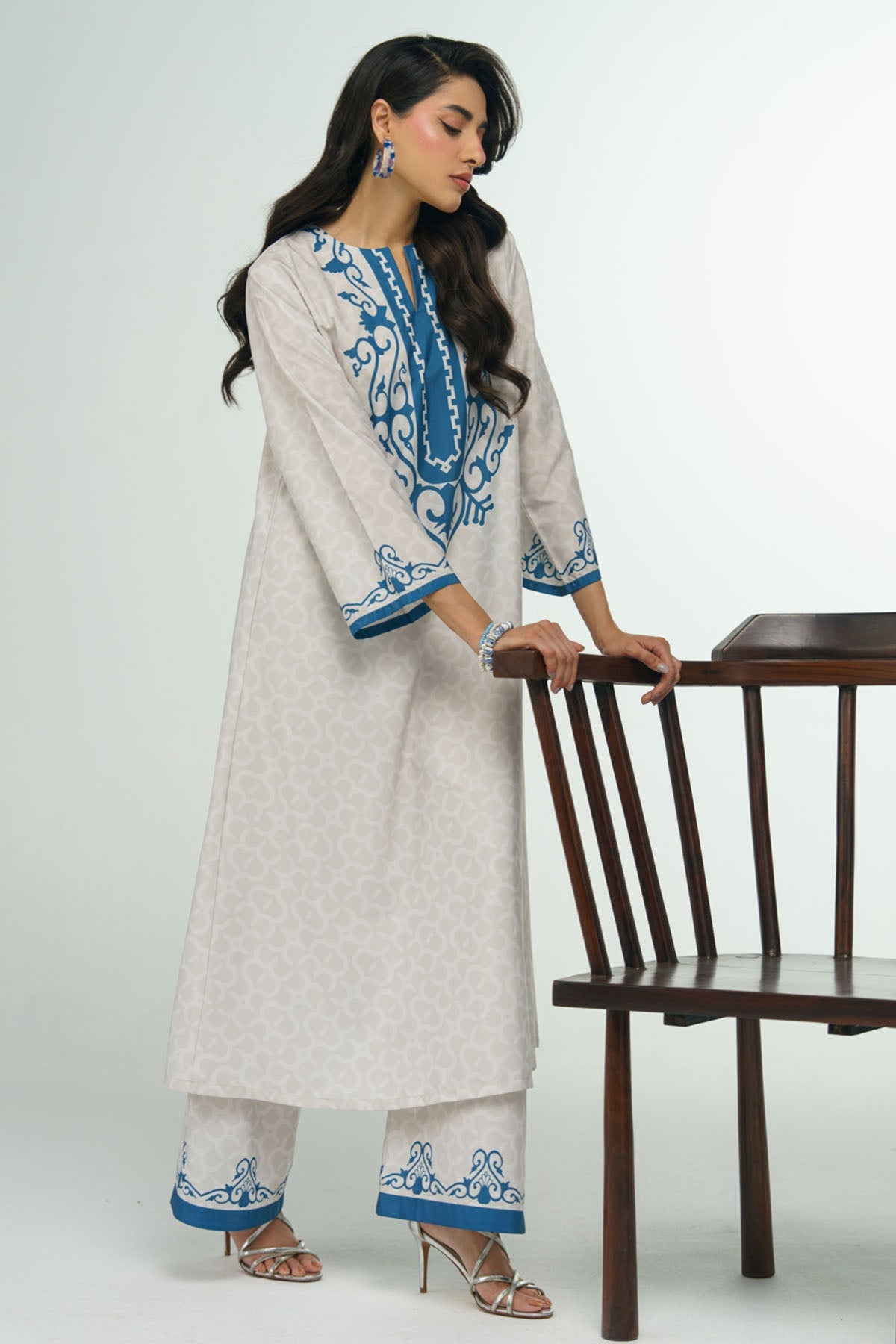 2 Piece Printed Suit - 37 - Peach Republic