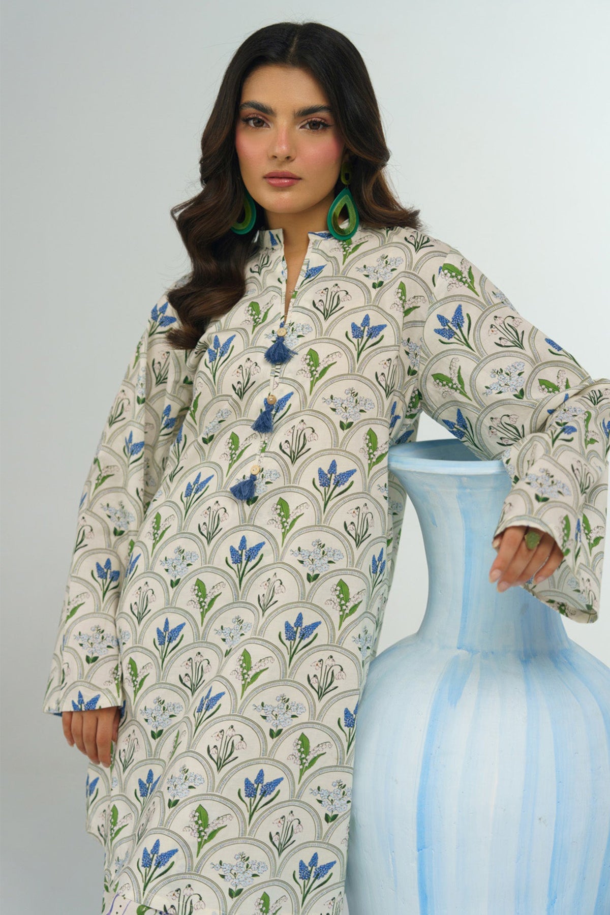 2 Piece Printed Suit - 38 - Peach Republic