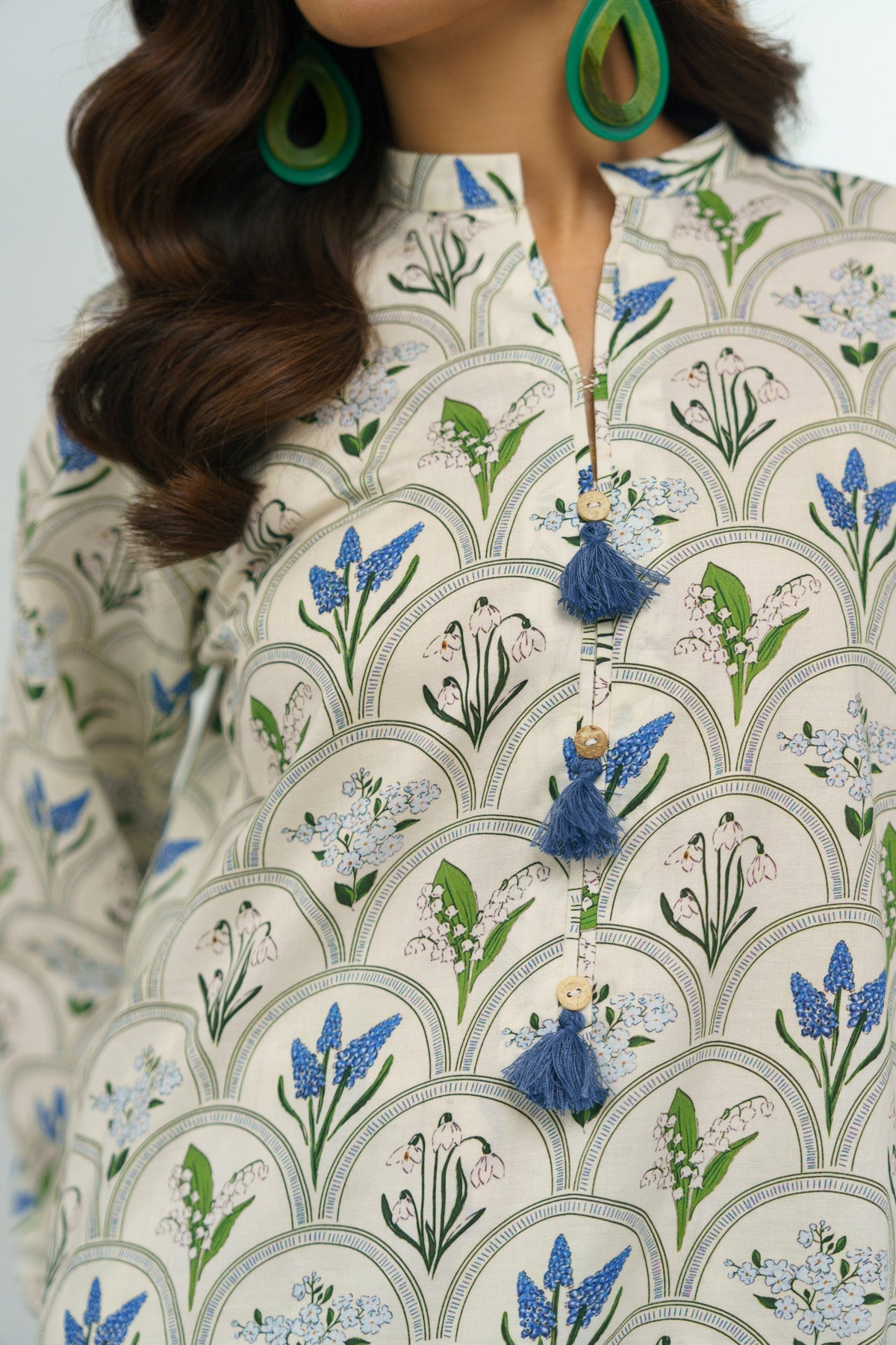 2 Piece Printed Suit - 38 - Peach Republic