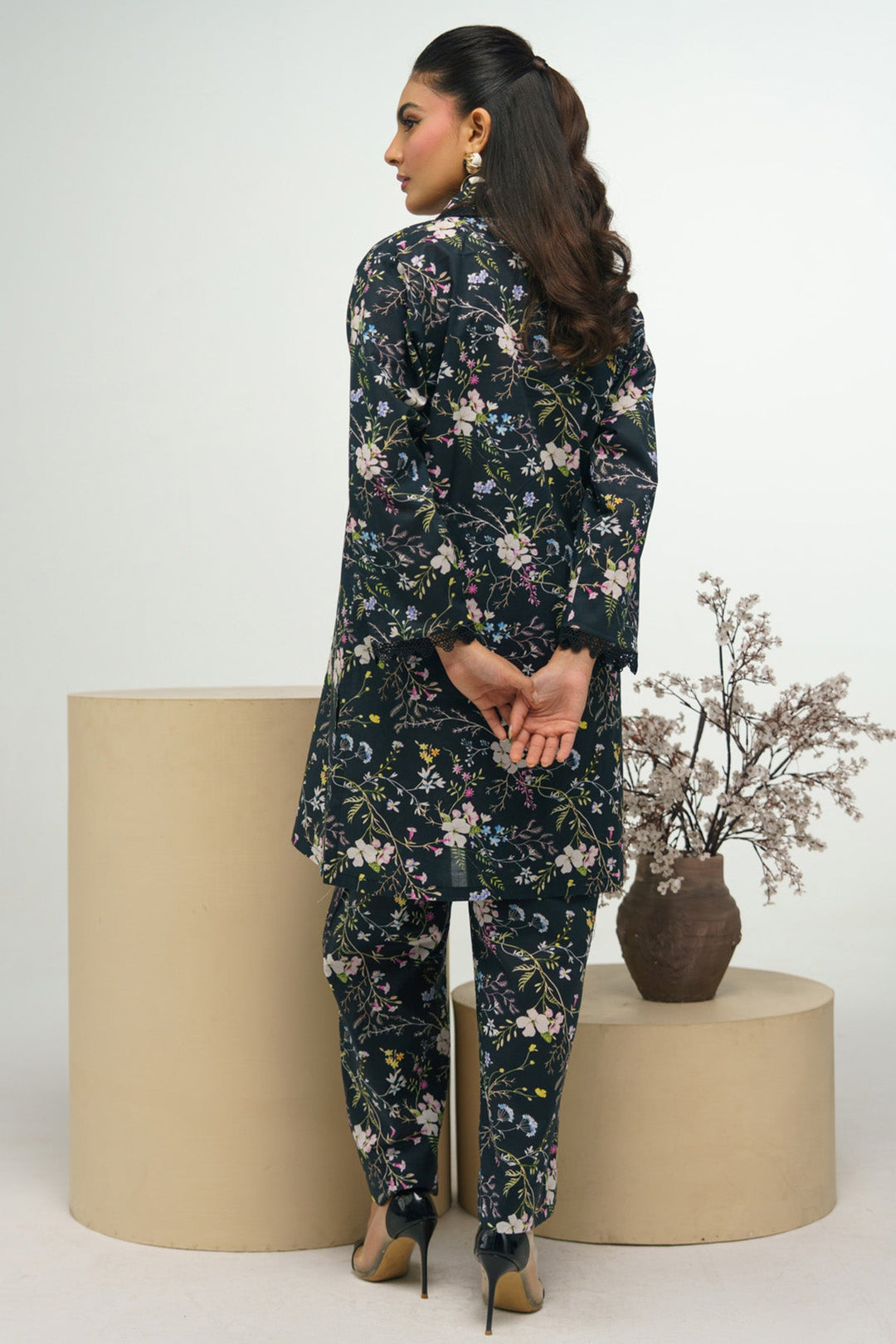 2 Piece Printed Suit - 39 - Peach Republic