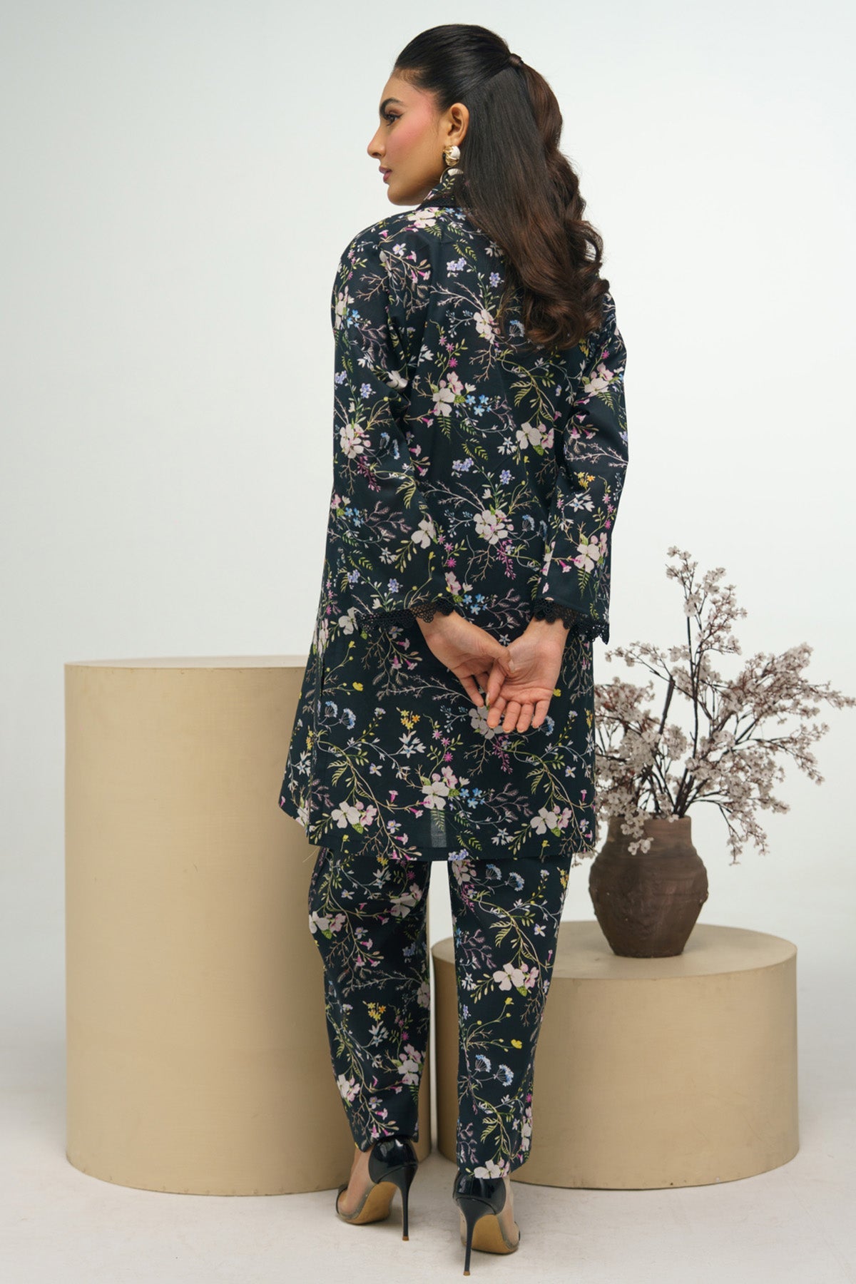 2 Piece Printed Suit - 39 - Peach Republic