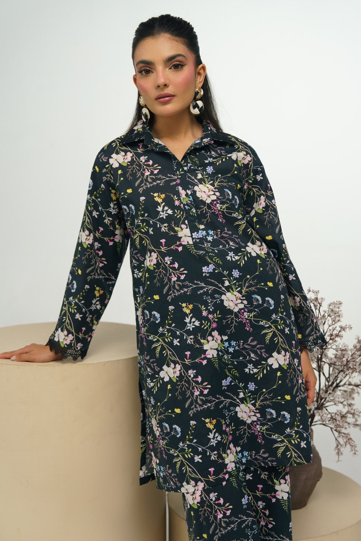 2 Piece Printed Suit - 39 - Peach Republic