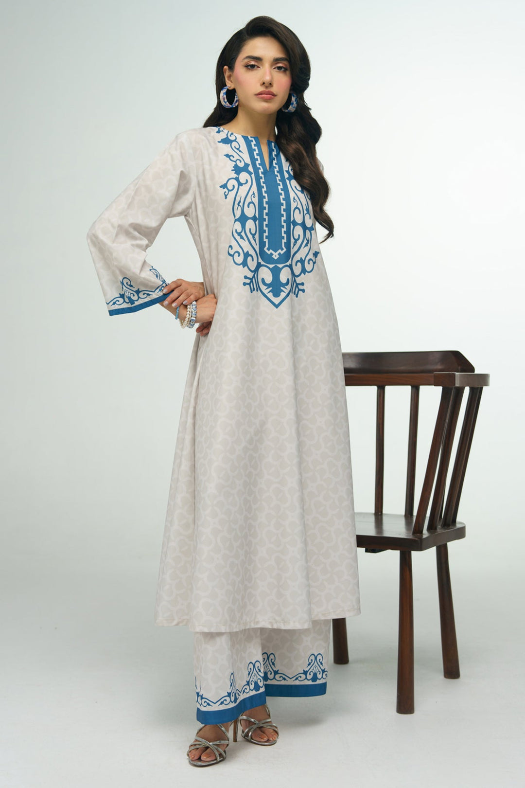 2 Piece Printed Suit - 45 - Peach Republic