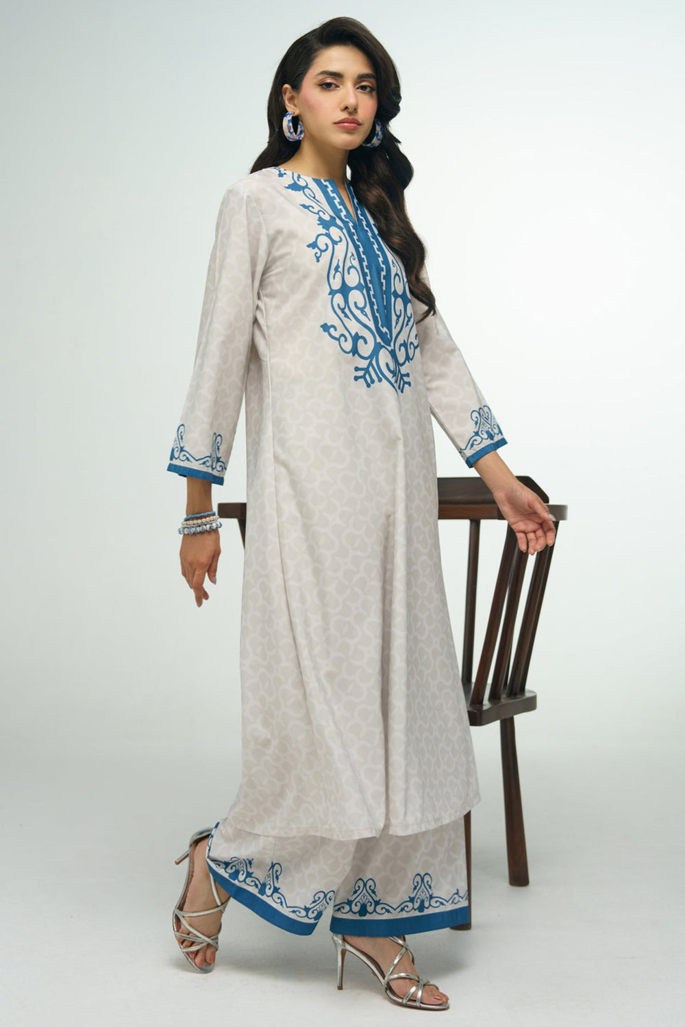 2 Piece Printed Suit - 45 - Peach Republic