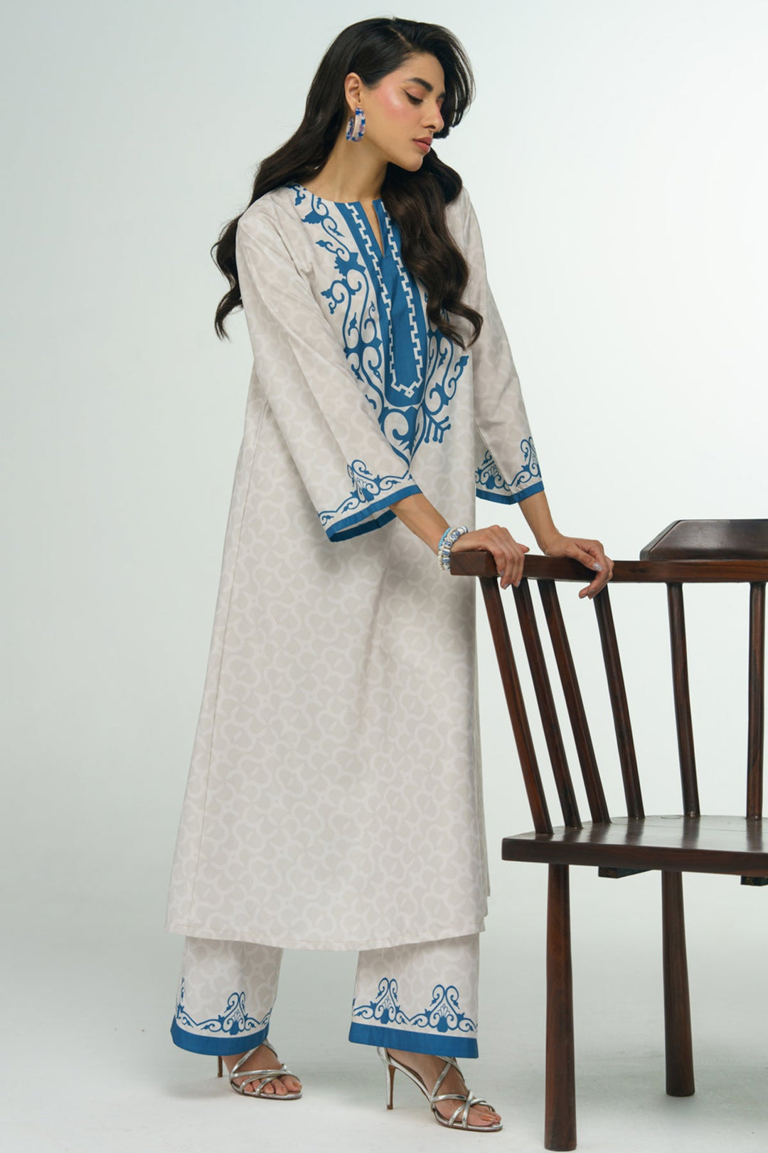 2 Piece Printed Suit - 45 - Peach Republic