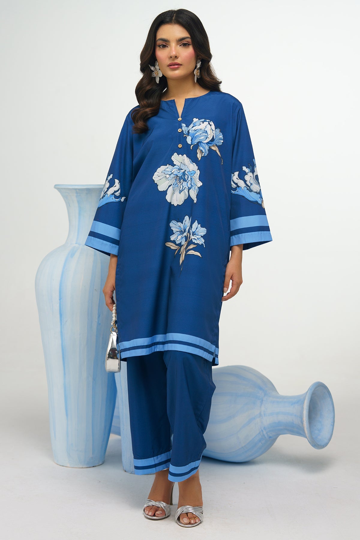 2 Piece Printed Suit - 48 - Peach Republic