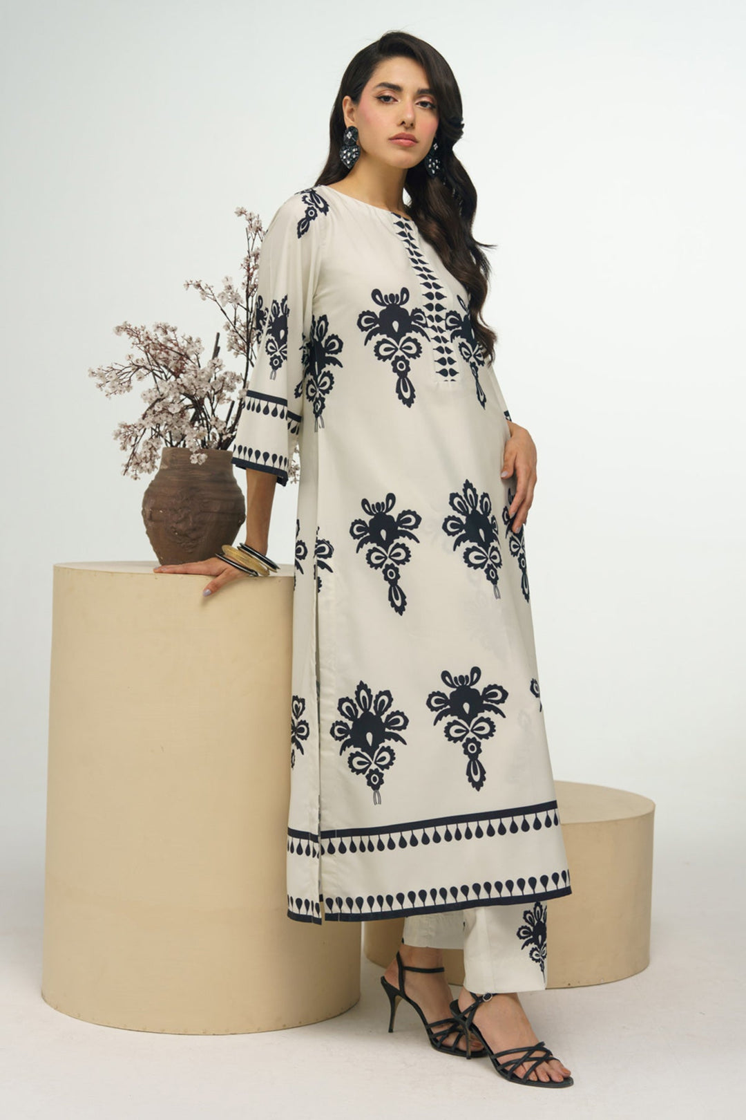 2 Piece Printed Suit - 49 - Peach Republic