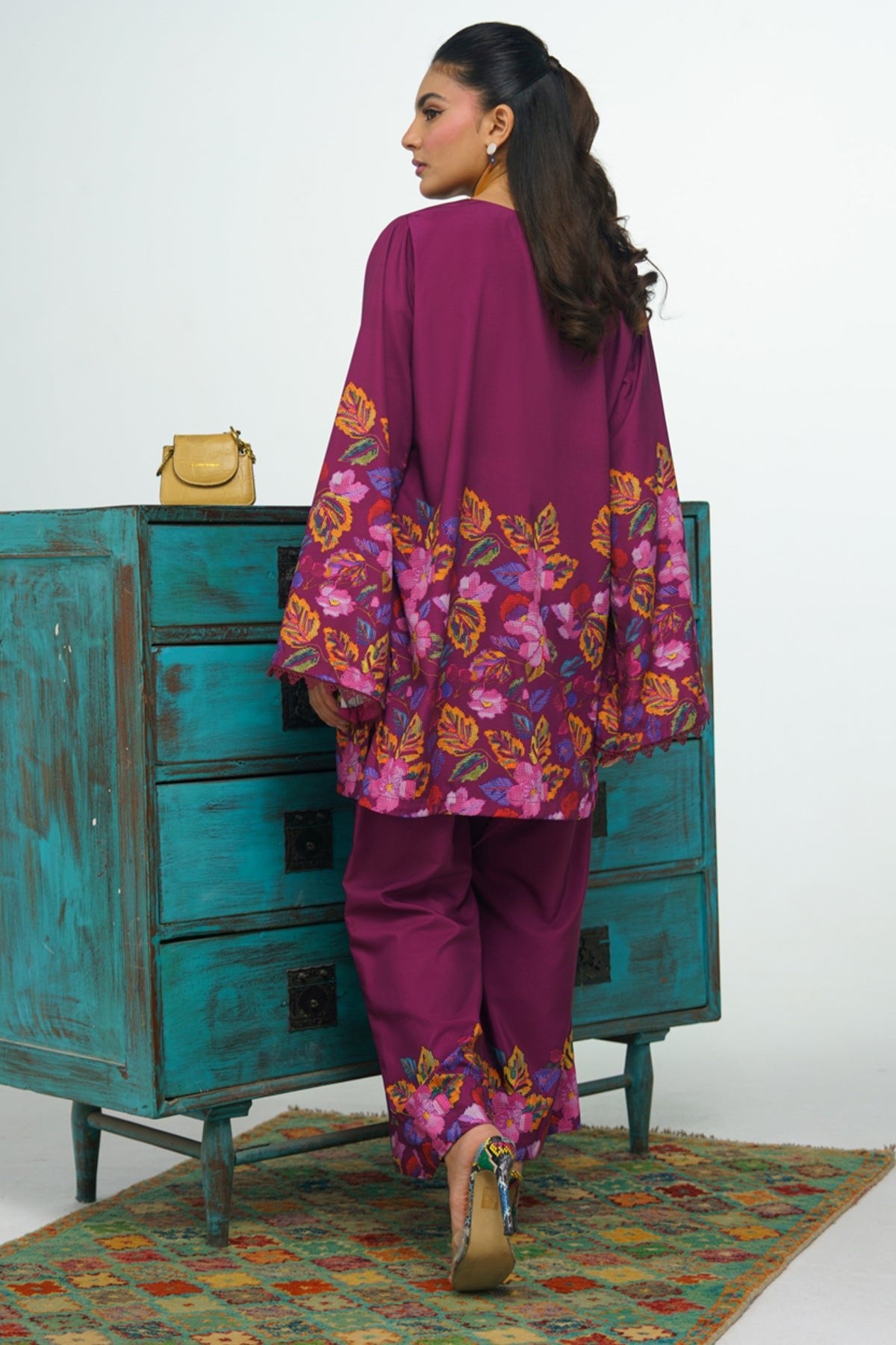 2 Piece Printed Suit - 51 - Peach Republic