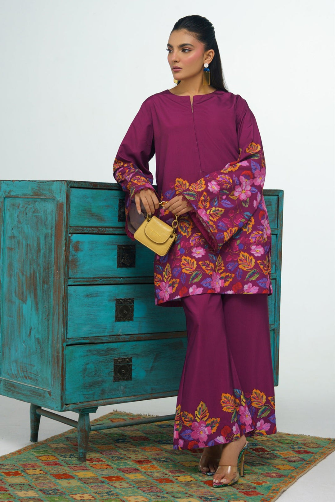 2 Piece Printed Suit - 51 - Peach Republic