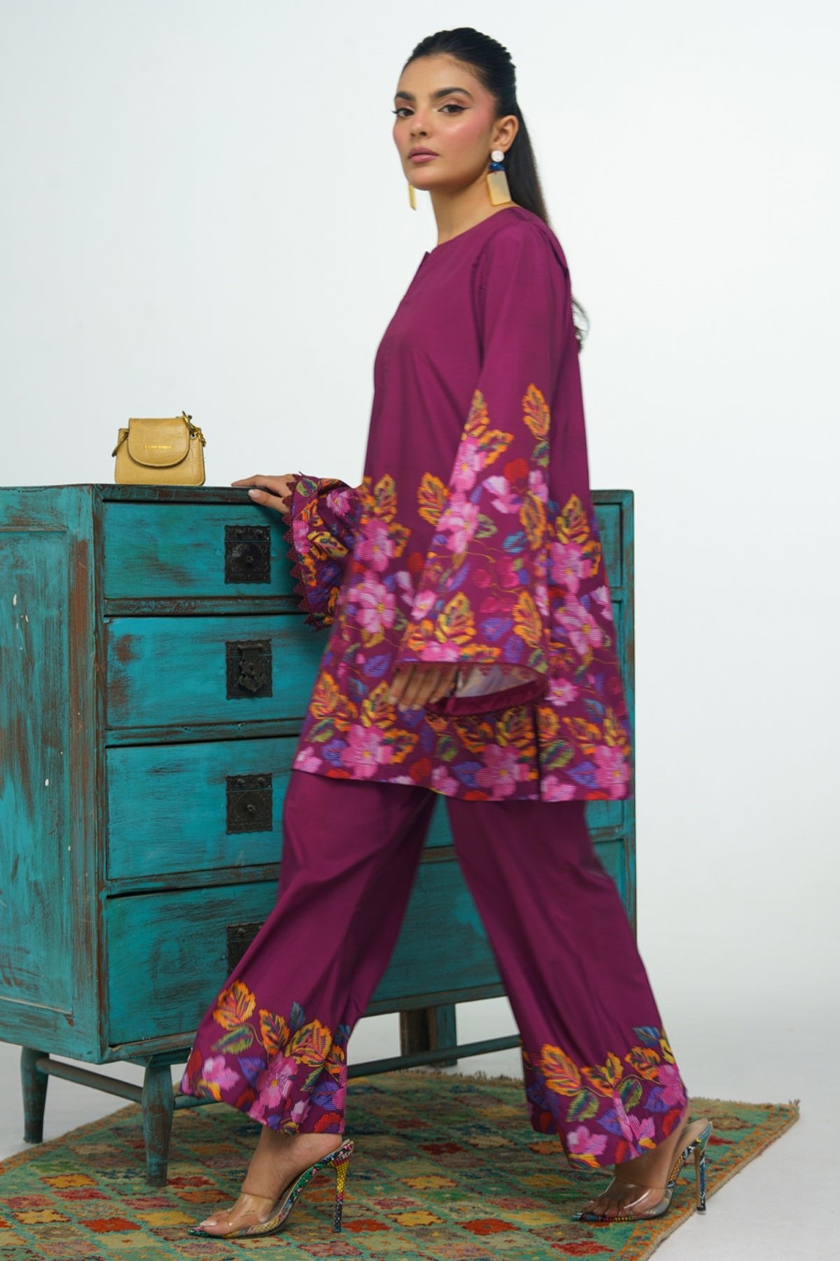 2 Piece Printed Suit - 51 - Peach Republic