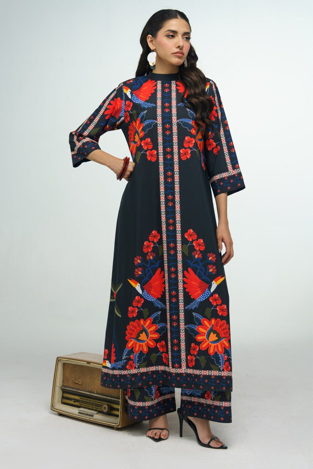 2 Piece Printed Suit - 53 - Peach Republic