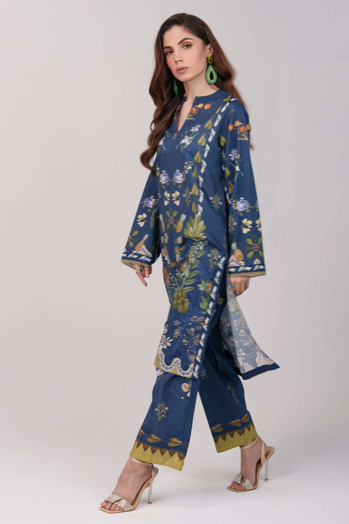 2 Piece Printed Suit - 56 - Peach Republic