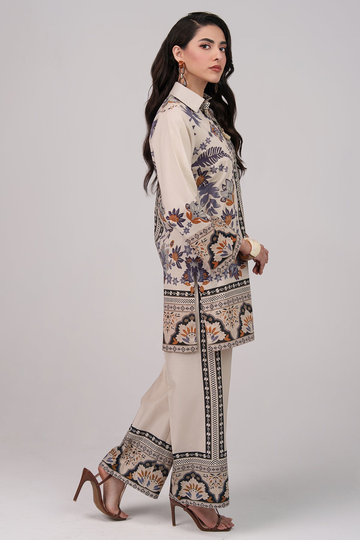 2 Piece Printed Suit - 59 - Peach Republic