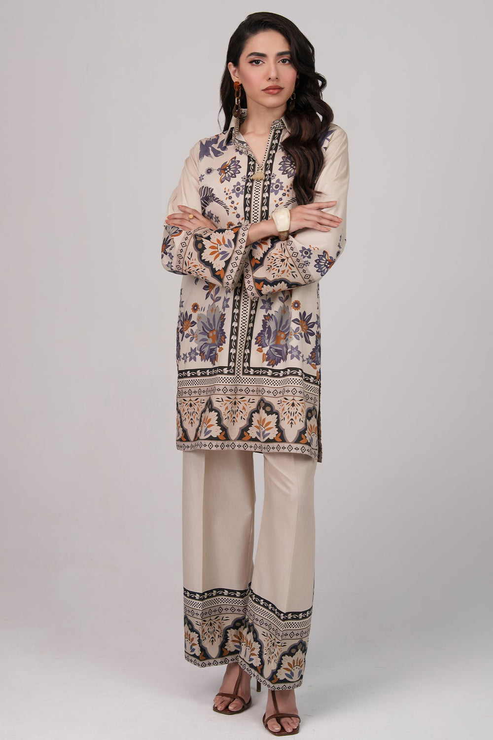 2 Piece Printed Suit - 59 - Peach Republic